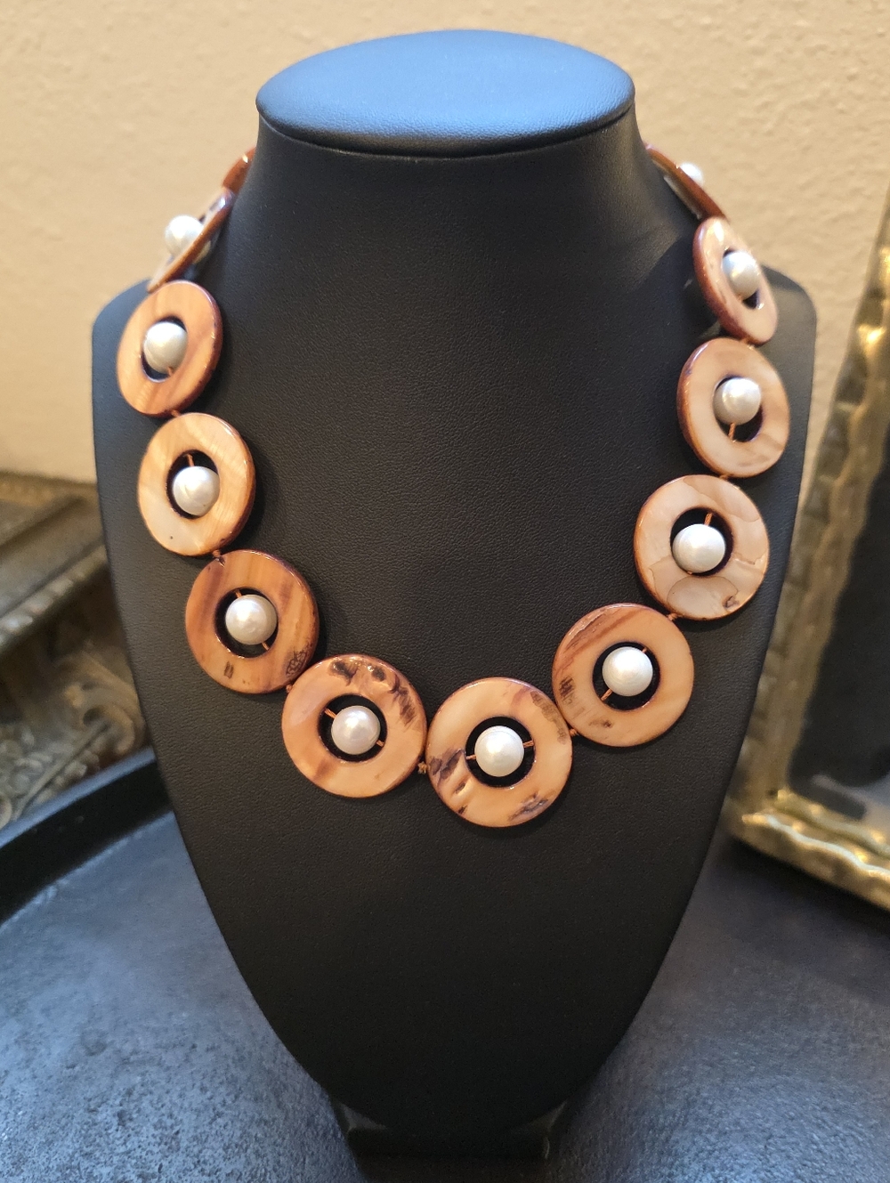 Lucas Robert Pearl And Shell Sterling Silver Necklace